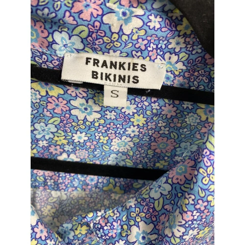 Frankies‎ Bikinis Silk Ditsy Floral Button Up Cover up Top size Small Beach boho